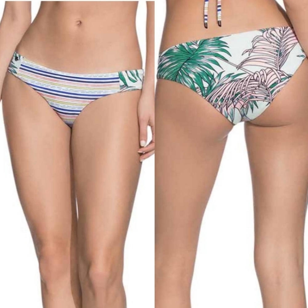 Maaji Palm Print Reversible Bikini Bottom Size Medium NWOT